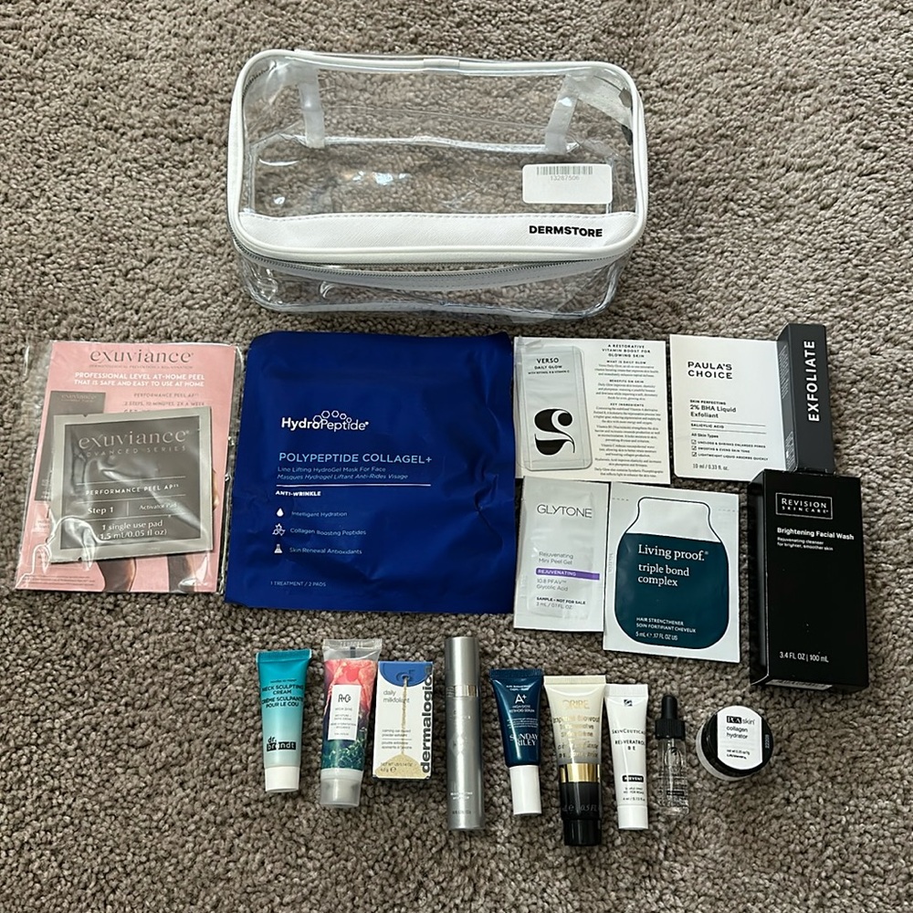 Dermstore sample kit. All samples unopened. Travel bag included!